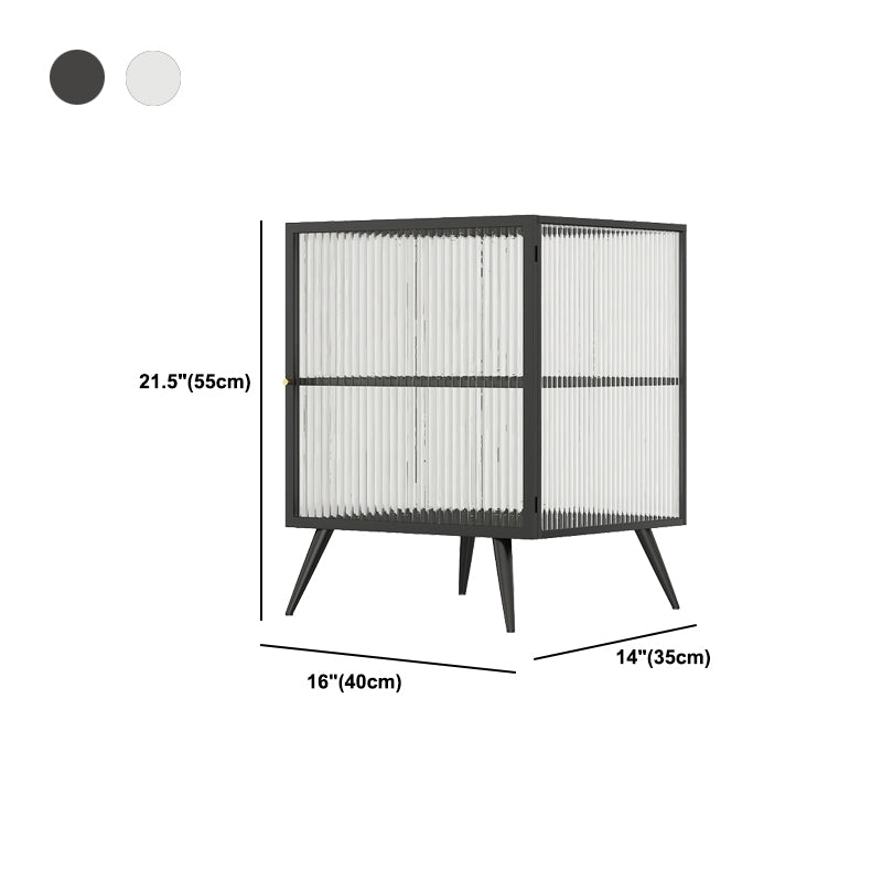 Metal and Glass Bedside Cabinet Modern Minimalist Bedside Table with Legs