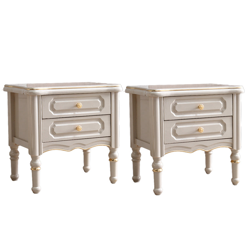 Solid Wood Accent Bedside Cabinet Drawers Included Night Table with Legs