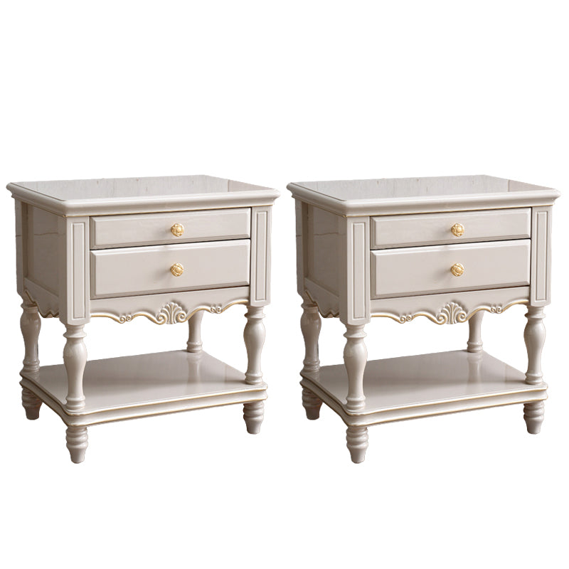 Solid Wood Accent Bedside Cabinet Drawers Included Night Table with Legs