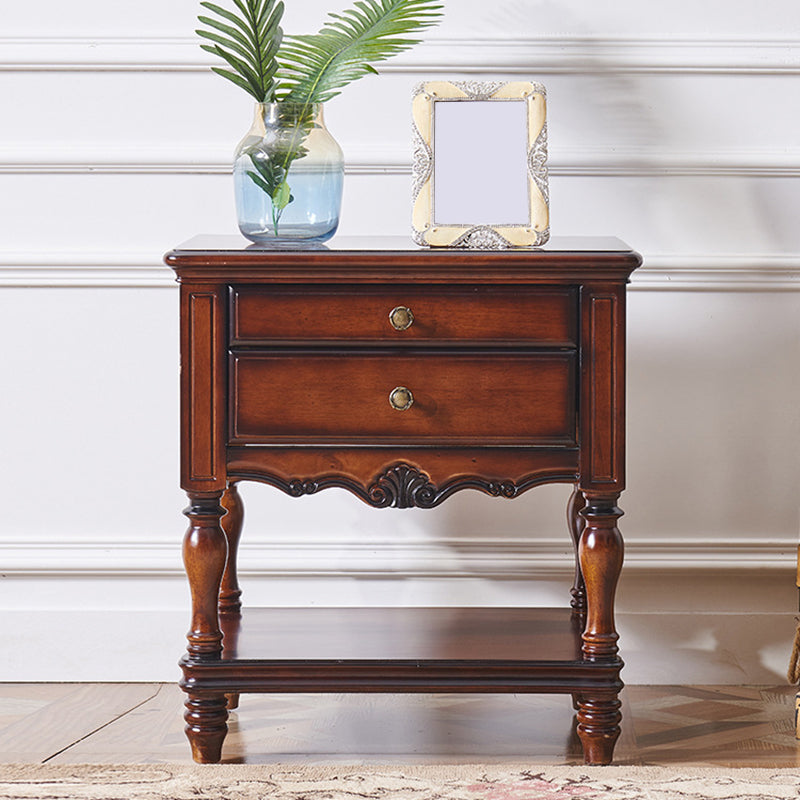 Solid Wood Accent Bedside Cabinet Drawers Included Night Table with Legs