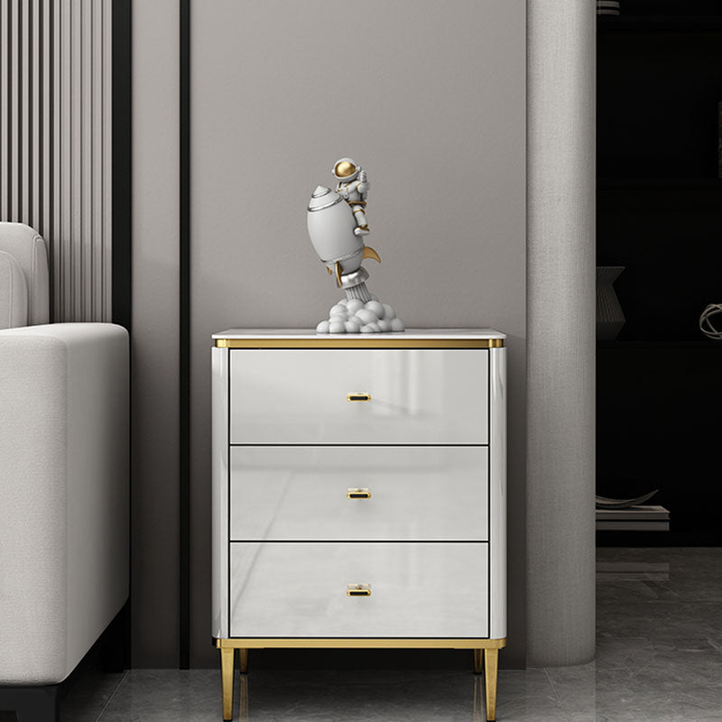 Glam Stone Bedroom Storage Chest White / Grey Vertical Chest with Drawers