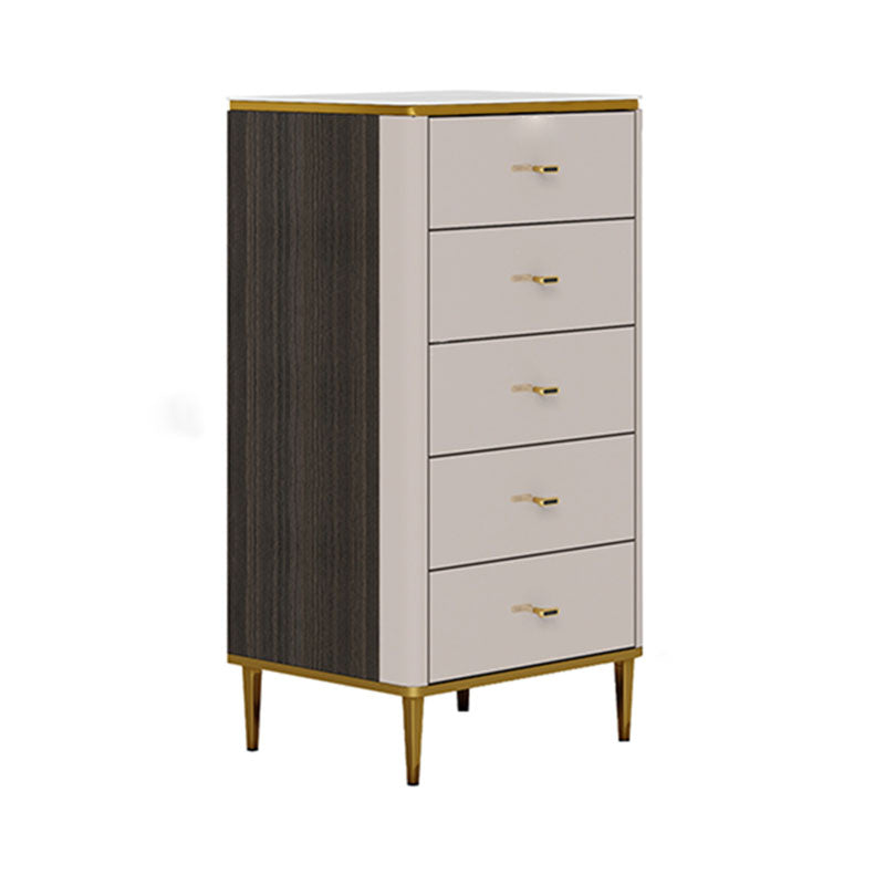 Glam Stone Bedroom Storage Chest White / Grey Vertical Chest with Drawers