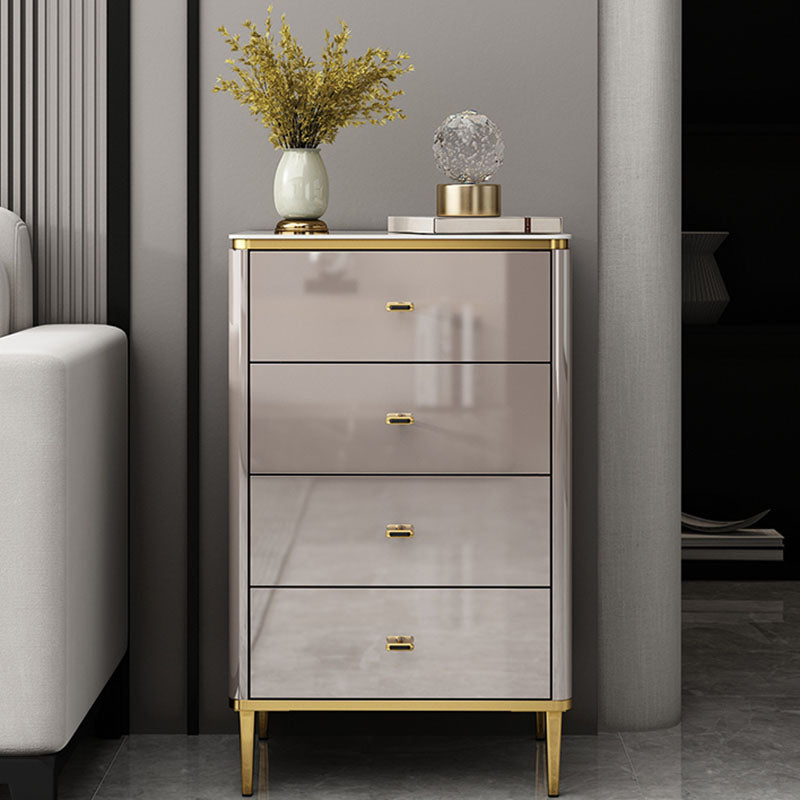 Glam Stone Bedroom Storage Chest White / Grey Vertical Chest with Drawers