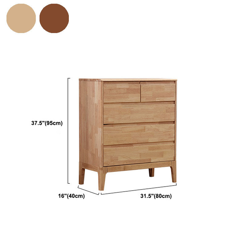 Contemporary Rubber Wood Chest Bedroom Storage Chest with Drawers
