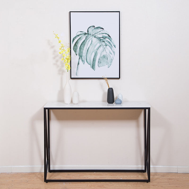 16" W Modern Stone Console Table Resistant Frame Accent Table for Hall