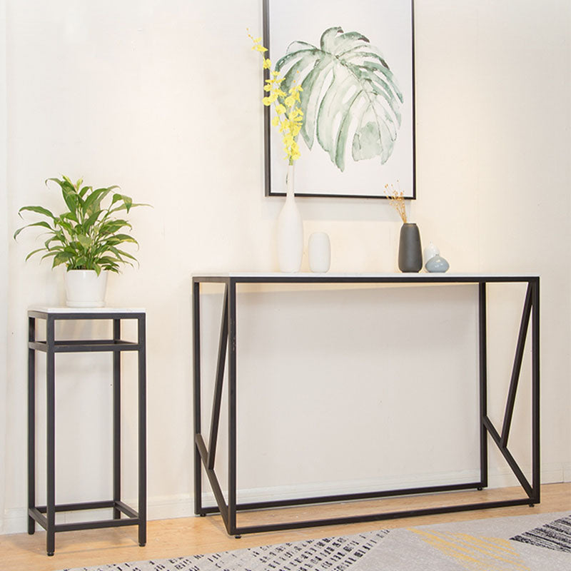 16" W Modern Stone Console Table Resistant Frame Accent Table for Hall