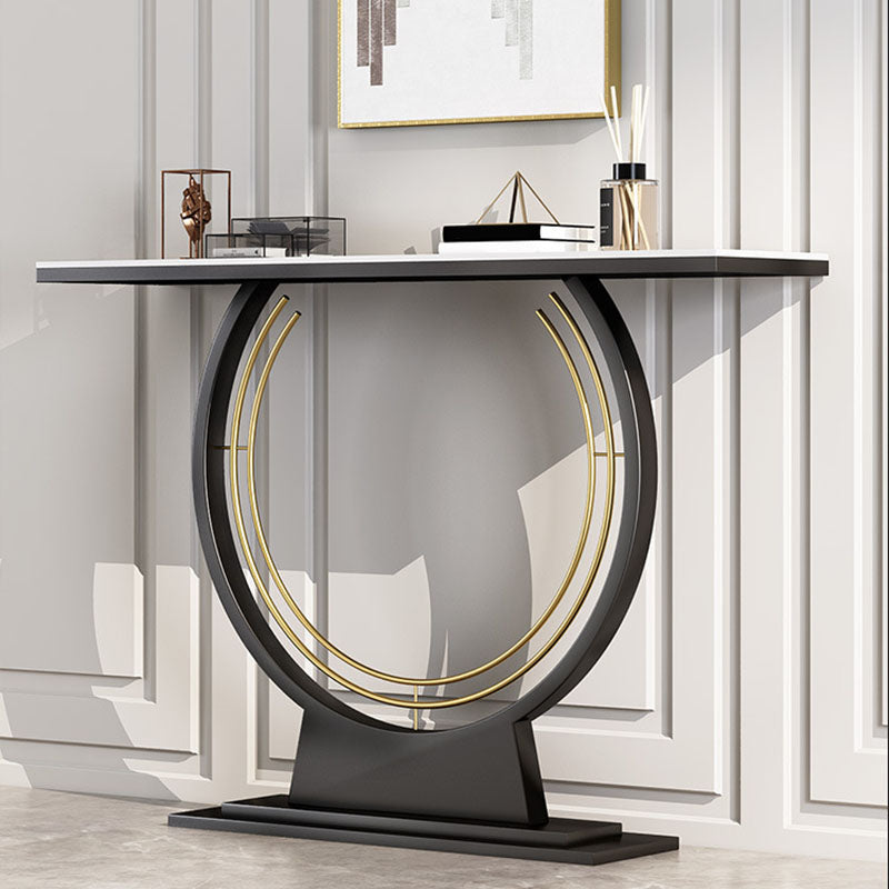 Modern Metal Console Sofa Table Rectangle Stone Console Accent Table for Hall