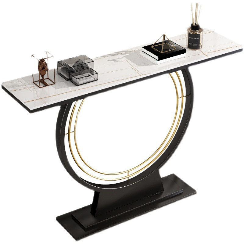 Modern Metal Console Sofa Table Rectangle Stone Console Accent Table for Hall