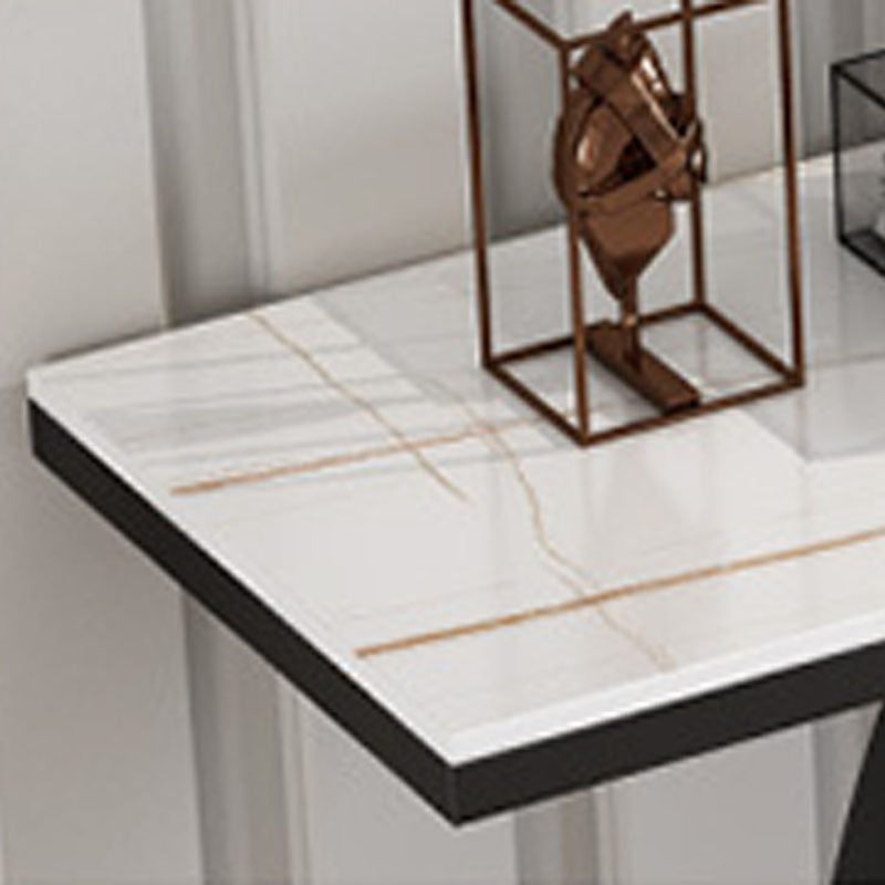 Modern Metal Console Sofa Table Rectangle Stone Console Accent Table for Hall