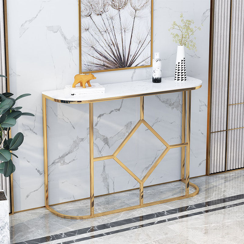 12" W Glam Marble Console Table Half Moon Abstract Accent Table for Hall
