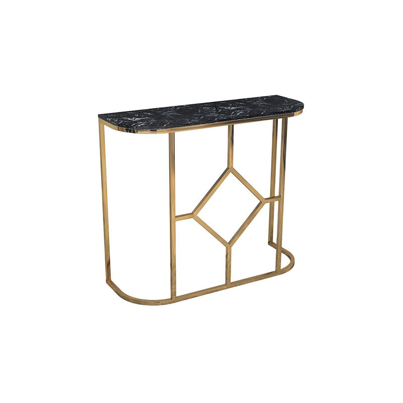 12" W Glam Marble Console Table Half Moon Abstract Accent Table for Hall