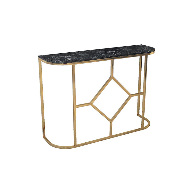 12" W Glam Marble Console Table Half Moon Abstract Accent Table for Hall