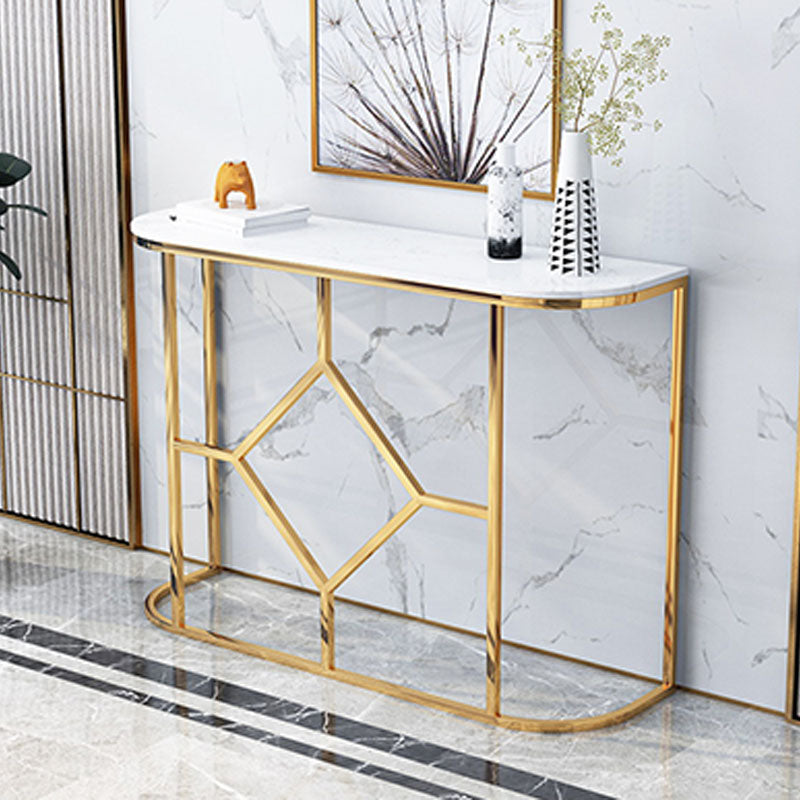 12" W Glam Marble Console Table Half Moon Abstract Accent Table for Hall
