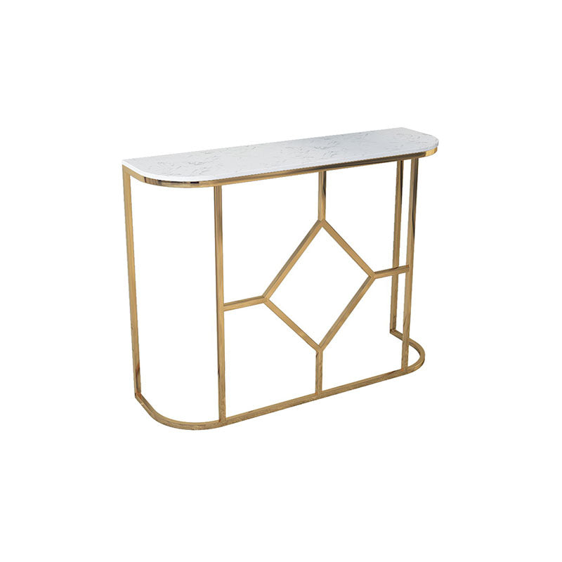 12" W Glam Marble Console Table Half Moon Abstract Accent Table for Hall