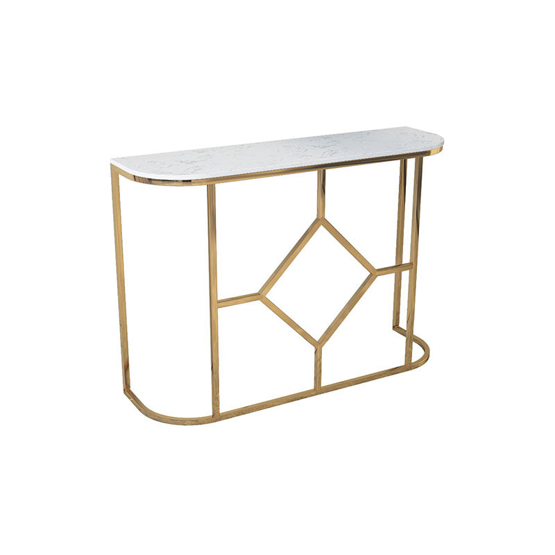 12" W Glam Marble Console Table Half Moon Abstract Accent Table for Hall