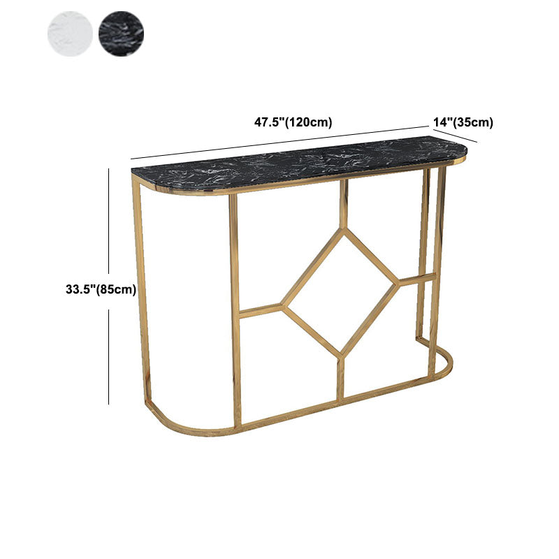12" W Glam Marble Console Table Half Moon Abstract Accent Table for Hall