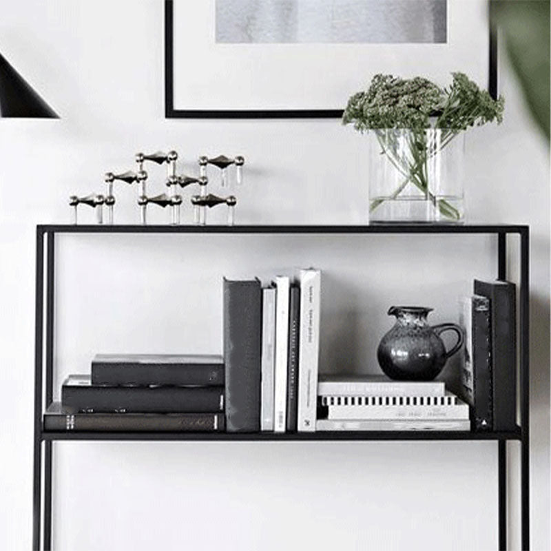Modern Steel Console Table Rectangle Glass Shelves 10" W Accent Table for Hall