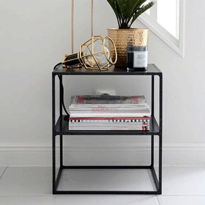 Modern Steel Console Table Rectangle Glass Shelves 10" W Accent Table for Hall