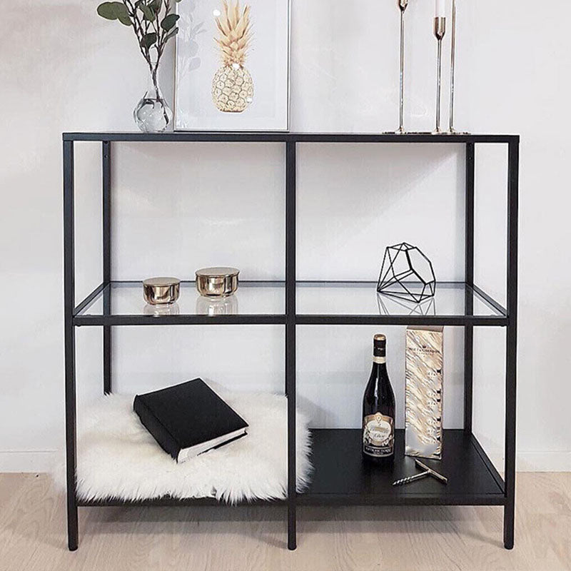 Modern Iron Console Sofa Table Rectangle End Table with Shelves for Hall