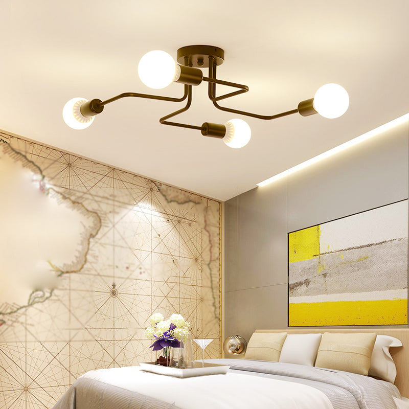 Metal Sputnik Shape Flush Mount Lights Modern Multi Lights Flush Mount Light Fixtures