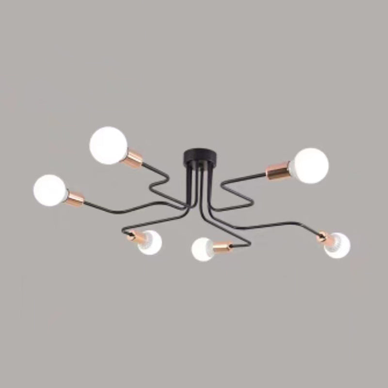 Metal Sputnik Shape Flush Mount Lights Modern Multi Lights Flush Mount Light Fixtures