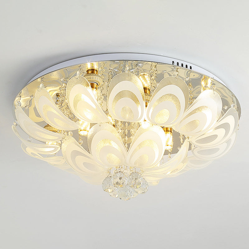 5/8/14-Light Modernism Golden Finish Flush Mount Lighting Round LED Ceiling Light