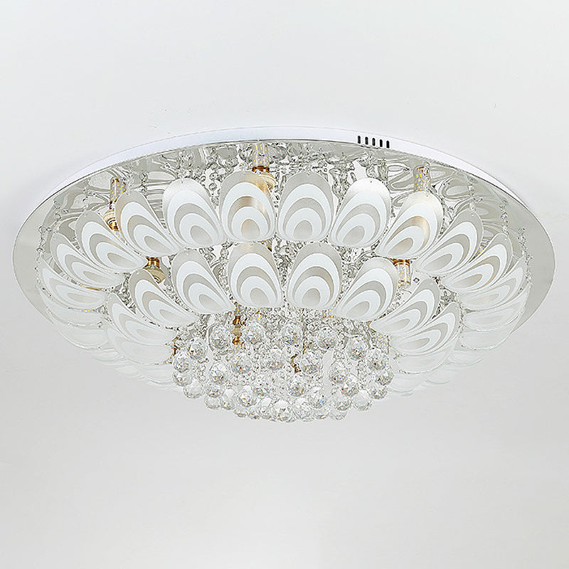 5/8/14-Light Modernism Golden Finish Flush Mount Lighting Round LED Ceiling Light