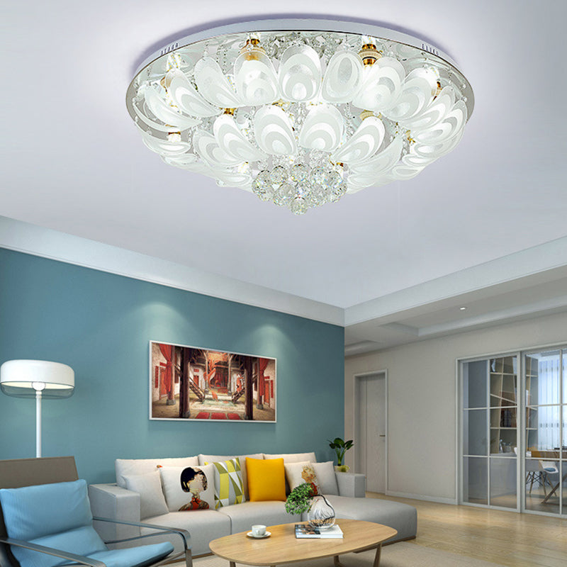 5/8/14-Light Modernism Golden Finish Flush Mount Lighting Round LED Ceiling Light