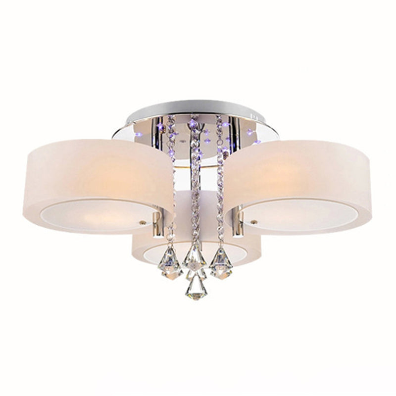 Modern 3/5/6/7/9-Light Chrome Flush Mount Lighting LED Ceiling Light with Crystal