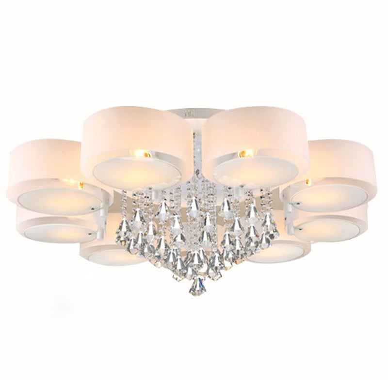Modern 3/5/6/7/9-Light Chrome Flush Mount Lighting LED Ceiling Light with Crystal