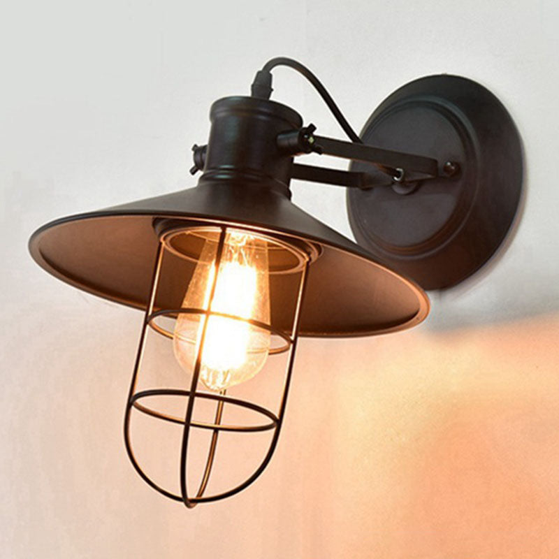 Industrial Style Wall Light Fixture Metallic Shade Light Sconce Light Fixture