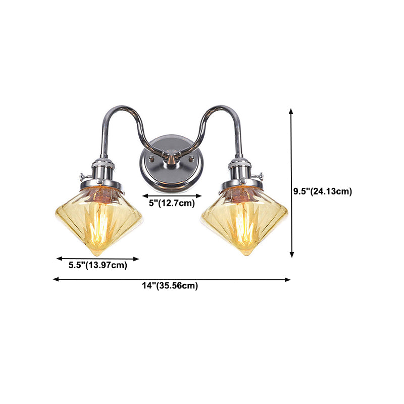 Industrial Vanity Lighting Glass 2-Light Vanity Wall Lights in Silver