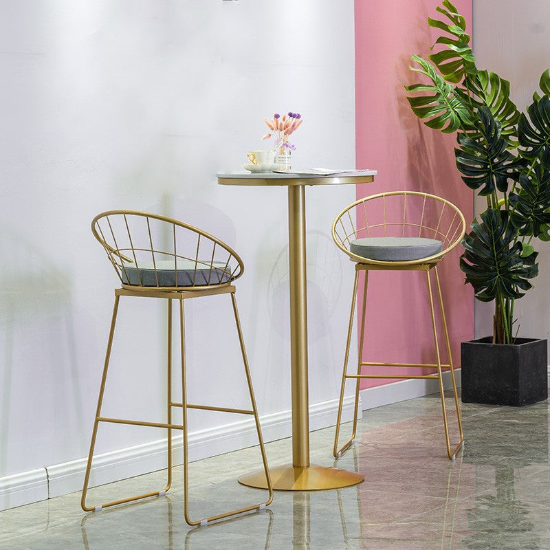 Glam Style Bar Table Faux Marble Bar Dining Table with Pedestal Base