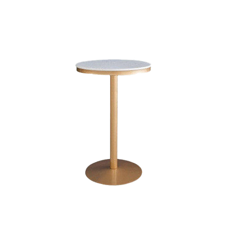 Glam Style Bar Table Faux Marble Bar Dining Table with Pedestal Base