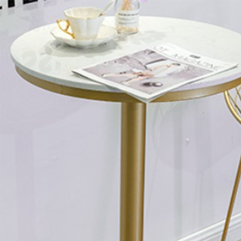 Glam Style Bar Table Faux Marble Bar Dining Table with Pedestal Base