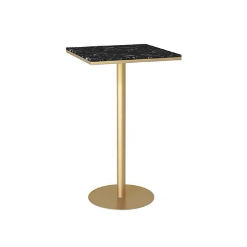 Glam Style Bar Table Faux Marble Bar Dining Table with Pedestal Base