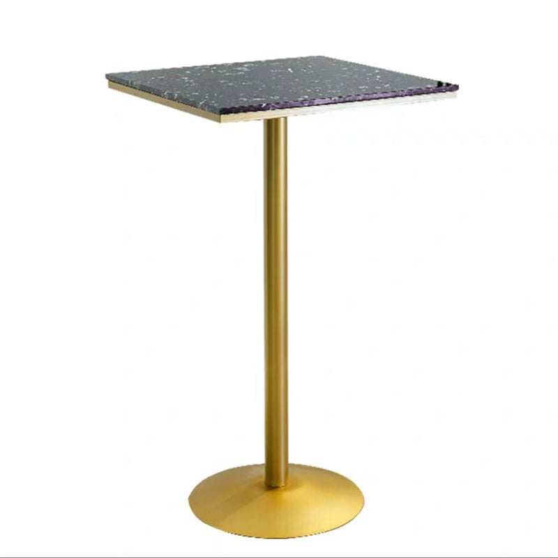 Glam Style Bar Table Faux Marble Bar Dining Table with Pedestal Base