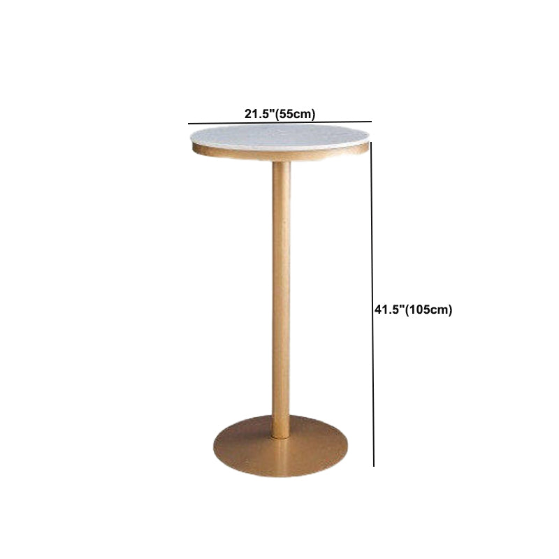 Glam Style Bar Table Faux Marble Bar Dining Table with Pedestal Base