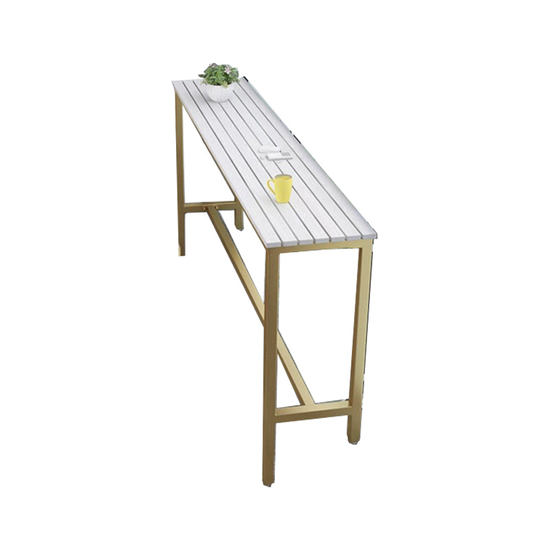 Modern Style Bar Table Rectangle Wood Bar Dining Table with Trestle Base