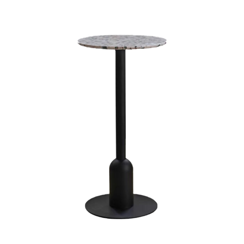 Fixed Bar Table Industrial Bistro Bar Height Cocktail Table with Metal Pedestal