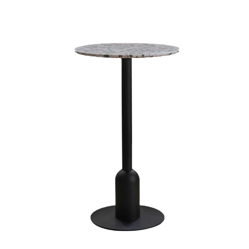 Fixed Bar Table Industrial Bistro Bar Height Cocktail Table with Metal Pedestal