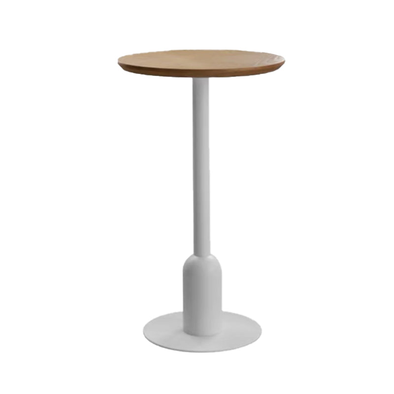 Fixed Bar Table Industrial Bistro Bar Height Cocktail Table with Metal Pedestal