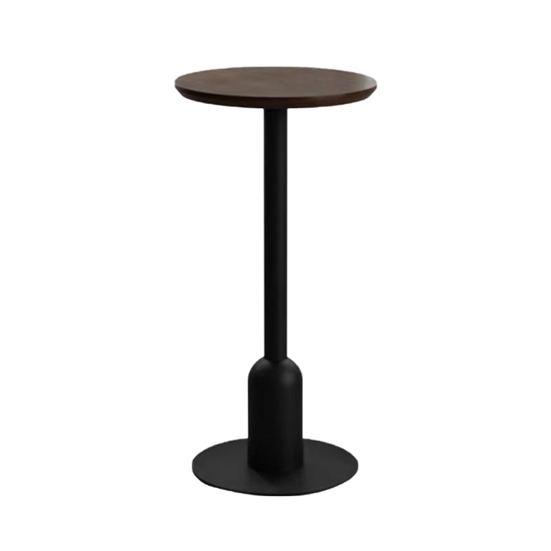 Fixed Bar Table Industrial Bistro Bar Height Cocktail Table with Metal Pedestal