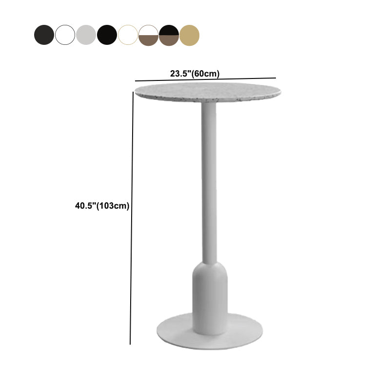 Fixed Bar Table Industrial Bistro Bar Height Cocktail Table with Metal Pedestal