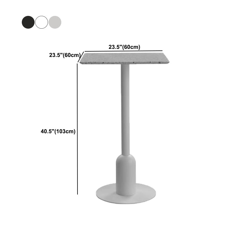 Fixed Bar Table Industrial Bistro Bar Height Cocktail Table with Metal Pedestal