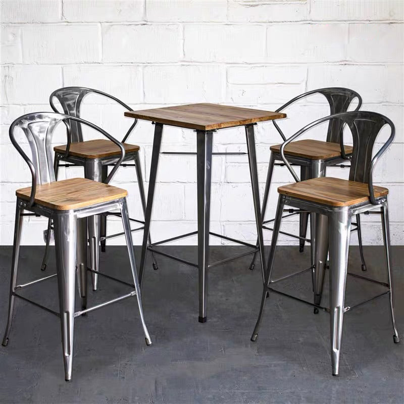Industrial Pub Table Solid Wood Bar Height Bar Table for Cafe and Breakroom
