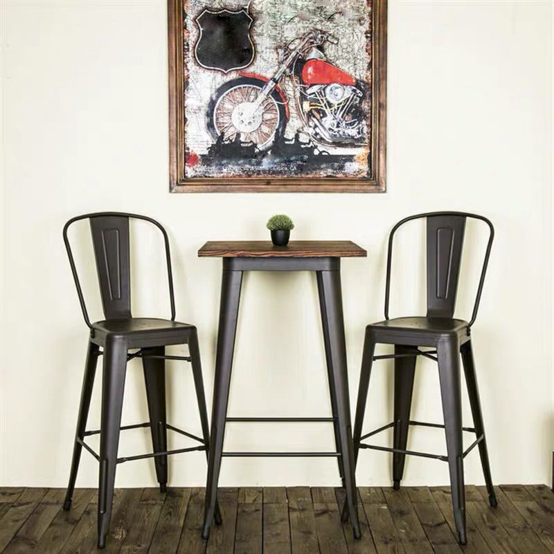 Industrial Pub Table Solid Wood Bar Height Bar Table for Cafe and Breakroom