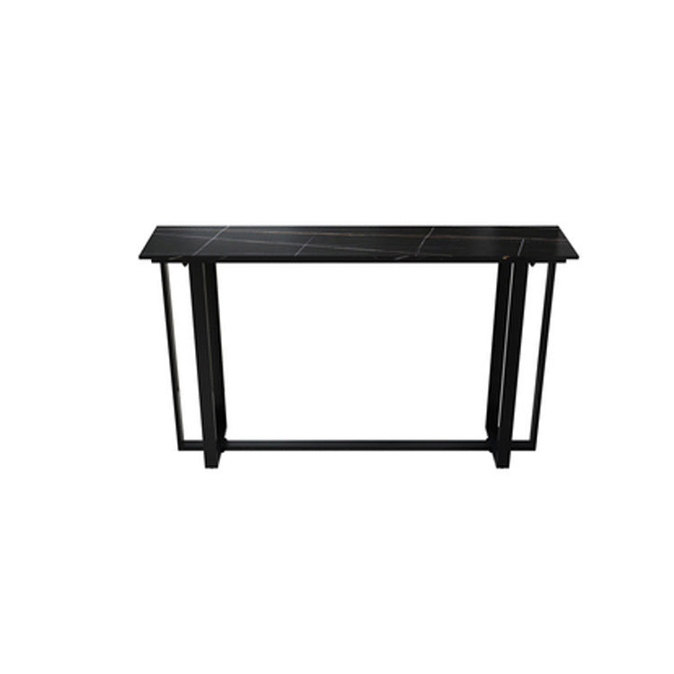 Rectangle Sintered Stone Bar Table Black and Metal Base Pub Table