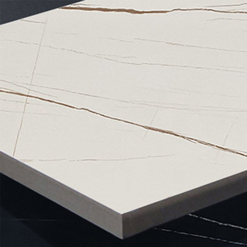 White Top Bar Table Sintered Stone Dining Table with Storage Shelve for Living Room