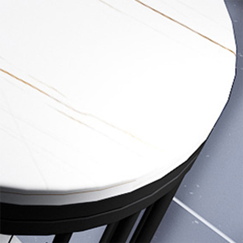 White Top Bar Table Sintered Stone Dining Table with Storage Shelve for Living Room